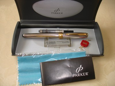 PARKER SONNET PREMIER  Fougére  Sterling Fountain Pen in Box