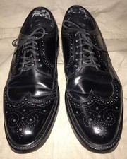 Bostonian Crown Windsor Handcrafted Men Black Leather Wingtip Oxford Shoe 12 D/B