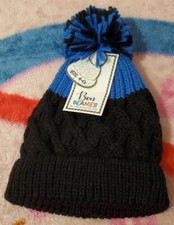 Bon Beanies Warm Blue/Black Hat Fleece Lining by Stepping Store for Boys 4 - 6 X