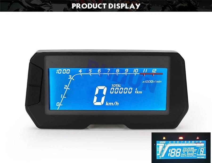 Velocímetro display digital LCD mph/Km/h ODO/RPM para motocicleta de 2 e 4 cilindros - Imagem 3 de 4