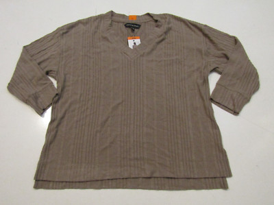 ANDREW MARC Taupe Lightweight V-Neck Knit Sweater Size XX-Large XXL NWT Womens