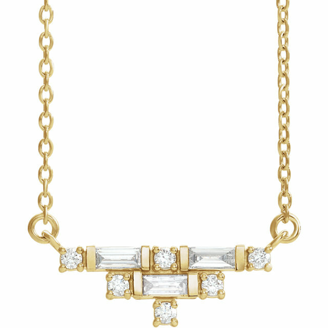 "Diamond Art Deco 18\" Necklace In 14K Yellow Gold (1/4 ct. tw.)"