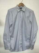 Calvin Klein Slim Fit Dress Shirt Performance Non Iron Men's 16 34-35 Blue