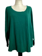 TERRA & SKY Forest Clover Scoop Neck Stretch Knit Long Sleeve Top  Sz 2X*