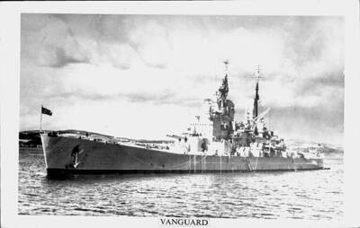 British Royal Navy Battleship HMS Vanguard SHIPPING NAVAL OLD PHOTO