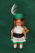 GERMAN Germany Souvenir Figurine Doll  Celluloid Moveable Arms Bavarian Dress