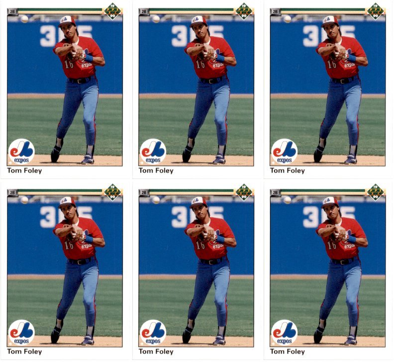 (6) 1990 Upper Deck #489 Tom Foley Montreal Expos Card Lot