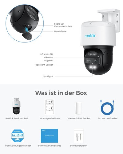 Reolink TrackMix PoE 4K PTZ Telecamera PoE Esterno Auto-tracking 6X Zoom Ibrido - Foto 14 di 14