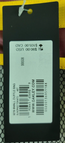 Bolso de Gimnasio Oakley Años 90 Tomate Secado Pequeño de Lona (Viaje, Playa) Nuevo Con Etiquetas - Imagen 2 de 4
