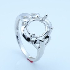 925 Silver Solitaire 8x9mm Oval Cut Semi Mount Fine Unique Engagement Fine Ring