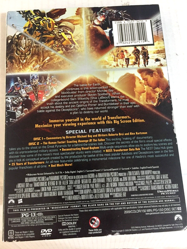 Transformers Revenge of the Fallen 2 Disc Set DVD Ships Same Day With Tracking - Picture 2 of 2