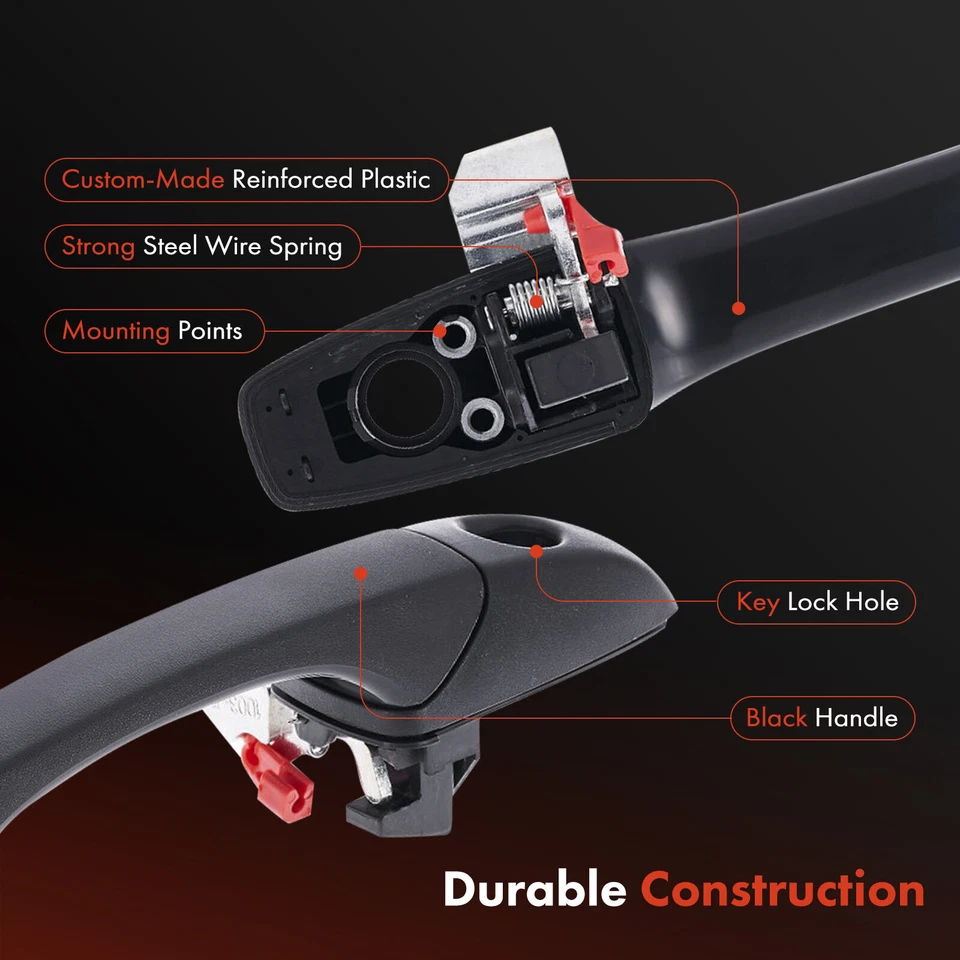 Manija de puerta exterior negra texturizada de 2 piezas con cerradura para Dodge Caliber Jeep delantero Foto 4 de 4