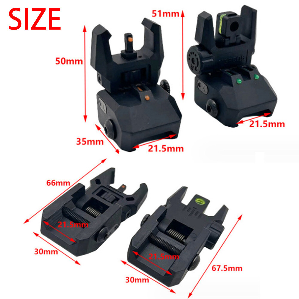 Foldable Iron Sights Flip-up Front and Rear Sight Fiber Optics Dual Aiming Mode