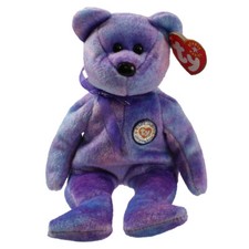 TY Beanie Baby - CLUBBY 4 the Bear Silver Button  8.5 inch -MWMTs Stuffed Toy