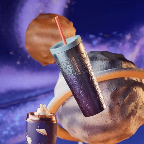 Starbucks 2024 China Blue Gradient 16oz SS Tumbler with Two Lids - Picture 2 of 3