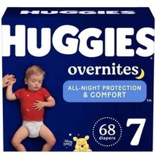 Huggies Overnites Diapers Size 7 - 68 Count, Overnight 41 lbs