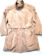Vtg American Bazaar Trench Coat Women Medium Removable Liner Beige Drawstring