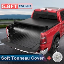5.7/5.8FT Roll Up Tonneau Truck Bed Cover For 2009-2024 Dodge Ram 1500 Crew Cab