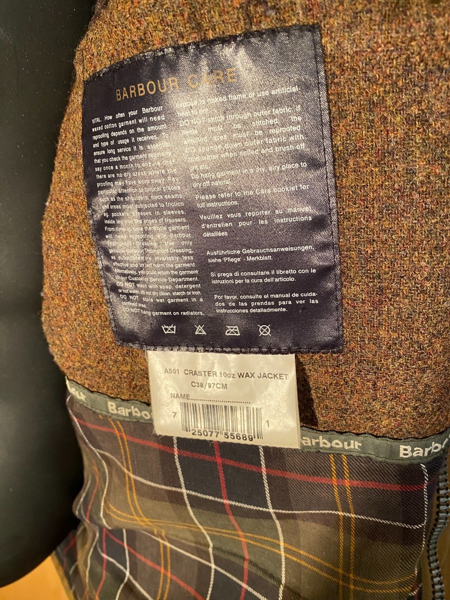 Barbour Craster C38 Mens Large Waterproof 10oz Heavyweight Waxed