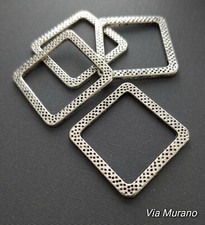 Antique Silver Pewter Patterned Square 30mm Sold in Pack of 4 Only 