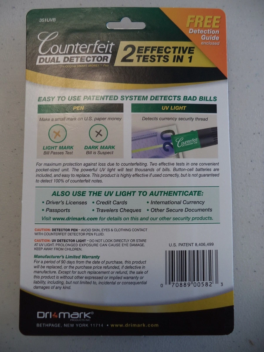 Smart Money Counterfeit Dual Detector Pen And Uv Light Shelly Lighting