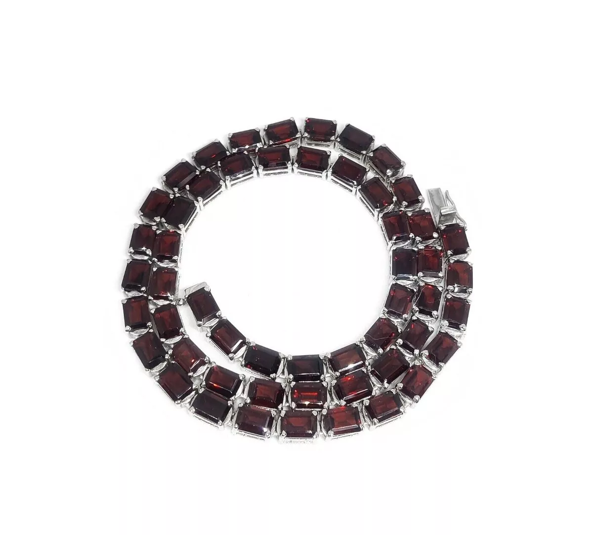 Red Garnet Tennis Chain Silver 925 Silver Garnet Necklace January