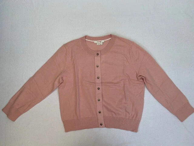 Boden Amelia Cotton Crop 3 4 Sleeve Pink Cardigan Sizes XS L