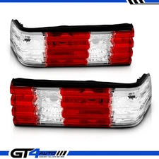 1986-1991 Mercedes Benz W126 S-Class Red Clear Lens Replacement Tail Lights Pair