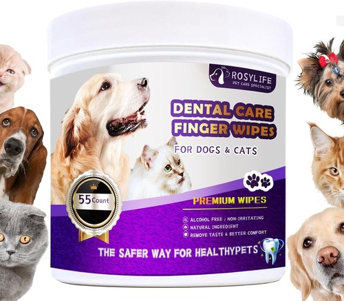 55 Counts PET Teeth Cleaning Wipes for Dogs & Cats,Dog Dental Wipes for Reducing - Picture 2 of 9