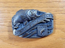 Fishing Belt Buckle Metal Bass Anglers Sportsman Society B.A.S.S. Fish Water