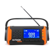 CASE OF 18 Outdoor Hero Emergency Hand Crank Radios – 4000mAh Power Bank, Solar,