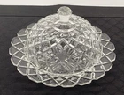 Vintage Anchor Hocking Waterford Waffle 6" Round Dome Lidded Butter Dish Clear