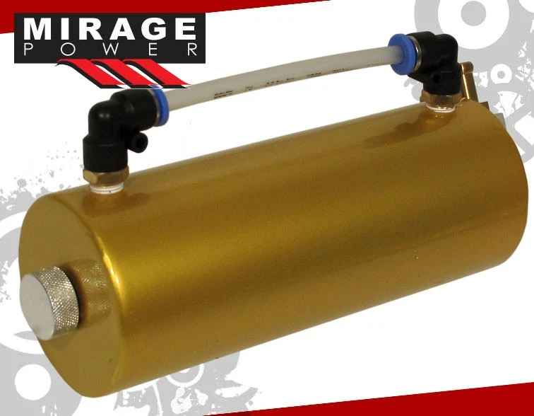High Capacity Round Cylinder Gold Billet Aluminum Oil Catch Can Reservoir Tank Foto 3 de 4