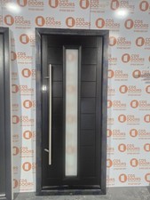 Composite Door In Black  On White 1200 Bar Black Frame 885x2050