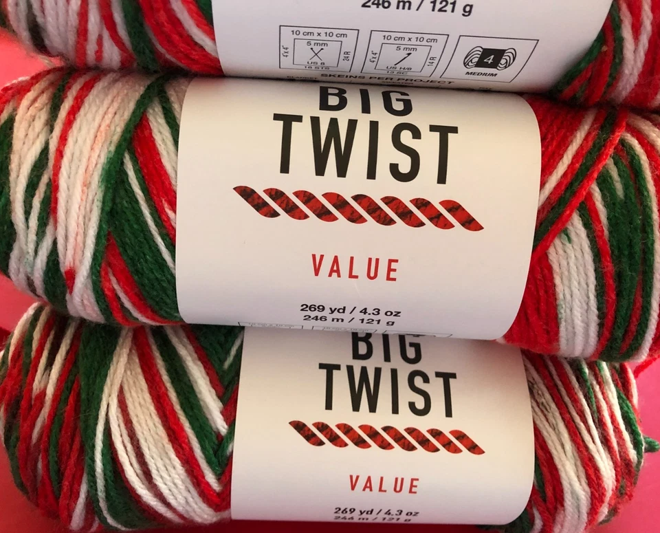 Lot Of 3-BIG TWIST VALUE- MERRY AND BRIGHT-DISCONTINUED CHRISTMAS YARN - Image 2 of 4