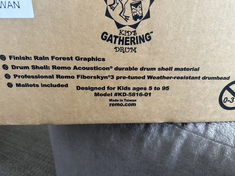 REMO Niños PERCUSIÓN Selva Lluviosa Reunión TAMBOR 8 x 16" Piso TOM Foto 4 de 4