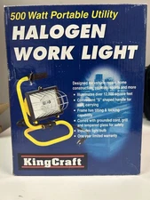 Portable 500W Halogen Work Light Heavy Duty Metal Construction Yellow