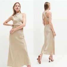 Reformation Casette Sand Silk Midi Dress Size 10 NWT