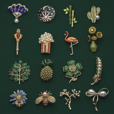 #ad Vintage Brooch Enamel Pin Pearls Vintage Flower Brooch Plant Animal Insect Fruit $5.98