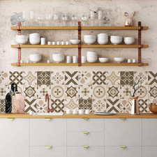 Stickers Tiles Kitchen Bathroom PVC Cement Tiles Adhesives 10x10 36pcs Ital