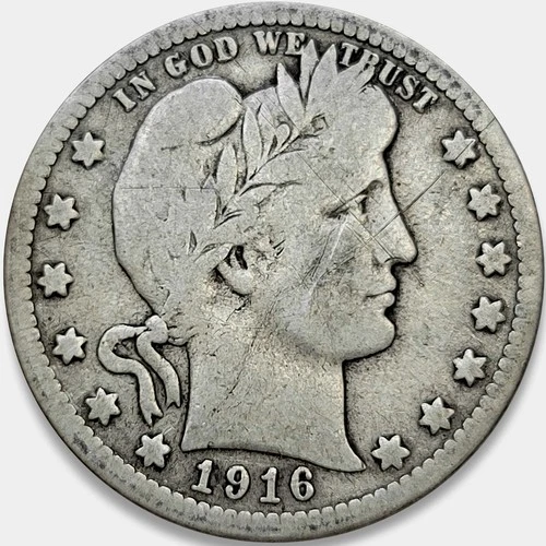 1916-D Barber Quarter 25c Very Good Condition VG+ Original Surfaces * 1916D LITY