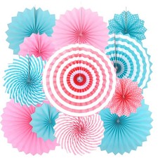 12 PCS Gender Reveal Party Hanging Decorations Ceiling Backdrop Boy Or Girl