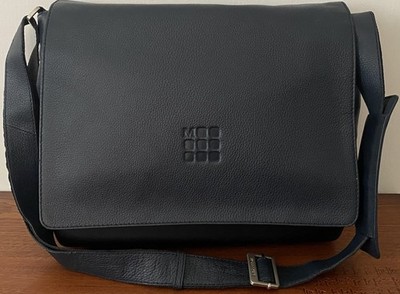 Moleskine Nomad Messenger Laptop Notebook Black Pebbled Soft Leather Travel Bag
