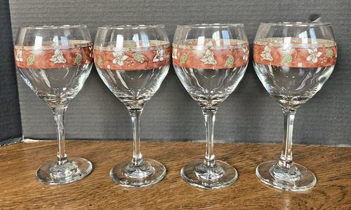 4 Pfaltzgraff Mission Flower braune Blüten 16 Unzen Wasser/Weinkelche NEUWERTIG - Bild 1 von 4