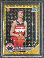 WILL RILEY 2025-26 BOWMAN CHROME #BCV-21 GOLD GEOMETRIC REFRACTOR ROOKIE 37/50