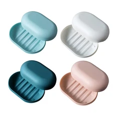 4 Pcs Soap Holder Plastic Soap Box Travel Soap Dish With Lid Portable