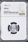 1943 1C  Lincoln Wheat One Cent NGC MS65   8671268-011