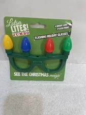 Christmas Green Frame Light Up Flashing Multi-Color Bulbs Holiday Glasses