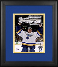 Jordan Binnington Blues 2019 SC Champs FRM Signed 8x10 Raise Cup Photo