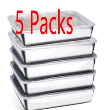 5 pcs Stainless Steel Food Storage Containers with Lids Leakproof, Stackable